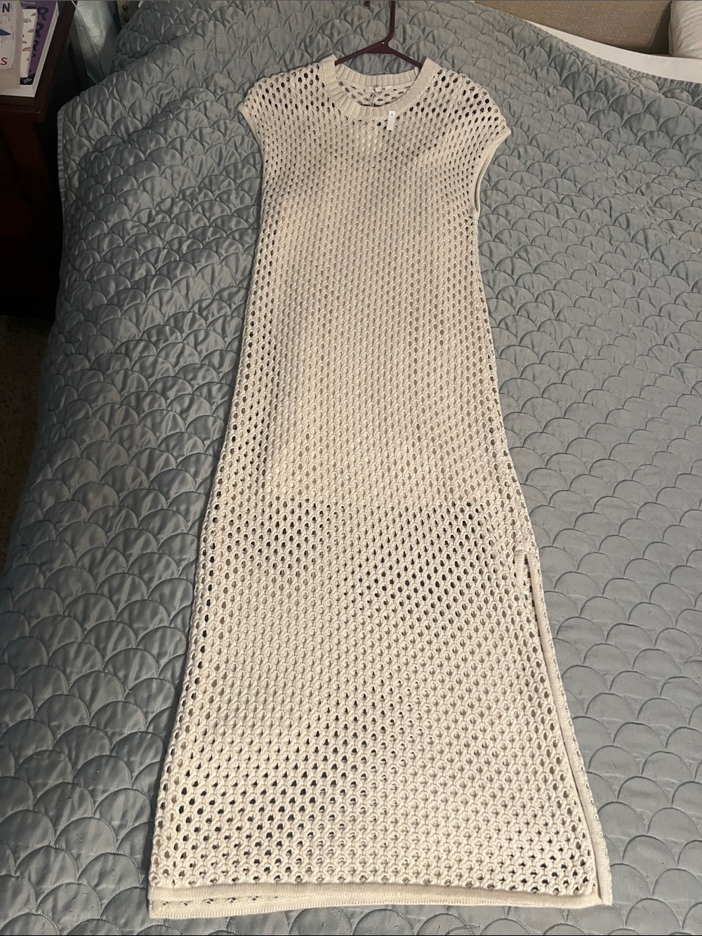 Splendid Cream Open-Knit Sleeveless Maxi Dress